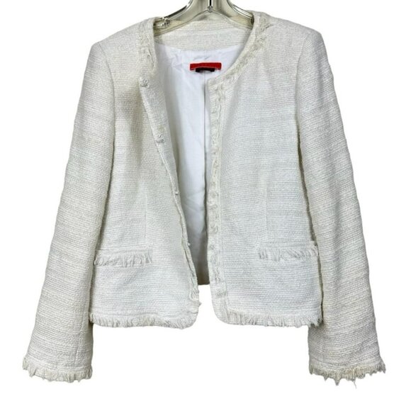 Alice + Olivia White Textured Boucle Tweed Jacket - Picture 3 of 16